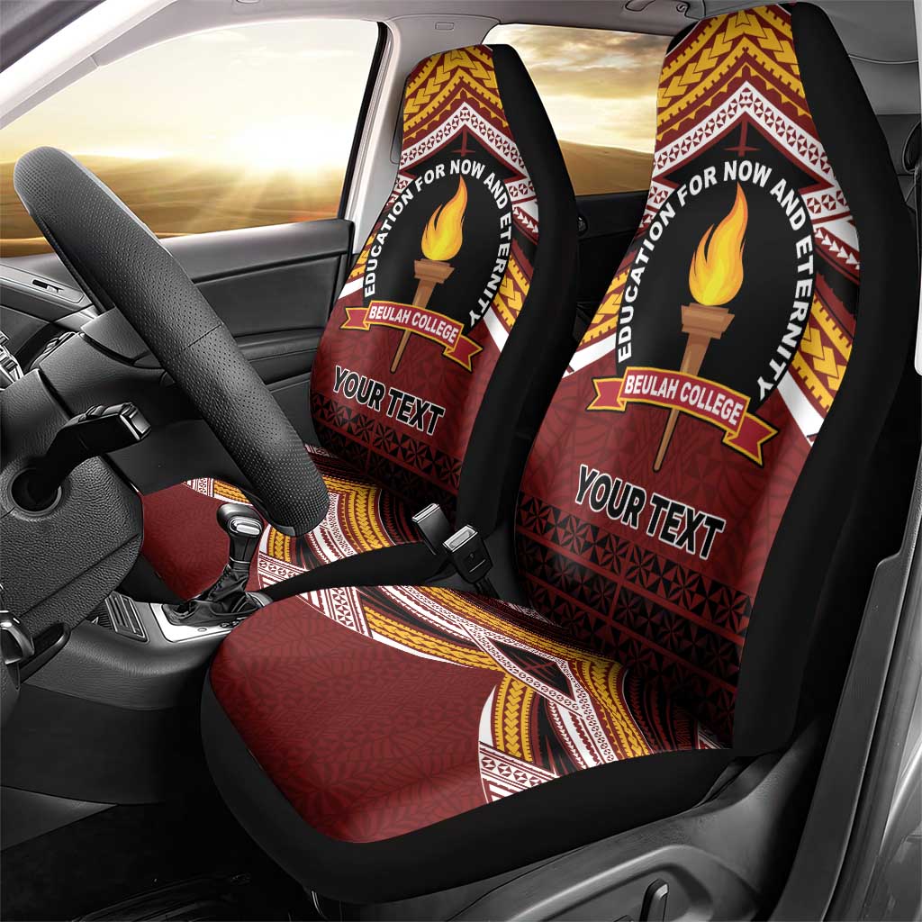 Personalised Tonga Beulah College Car Seat Cover Polynesian Ngatu Tribal