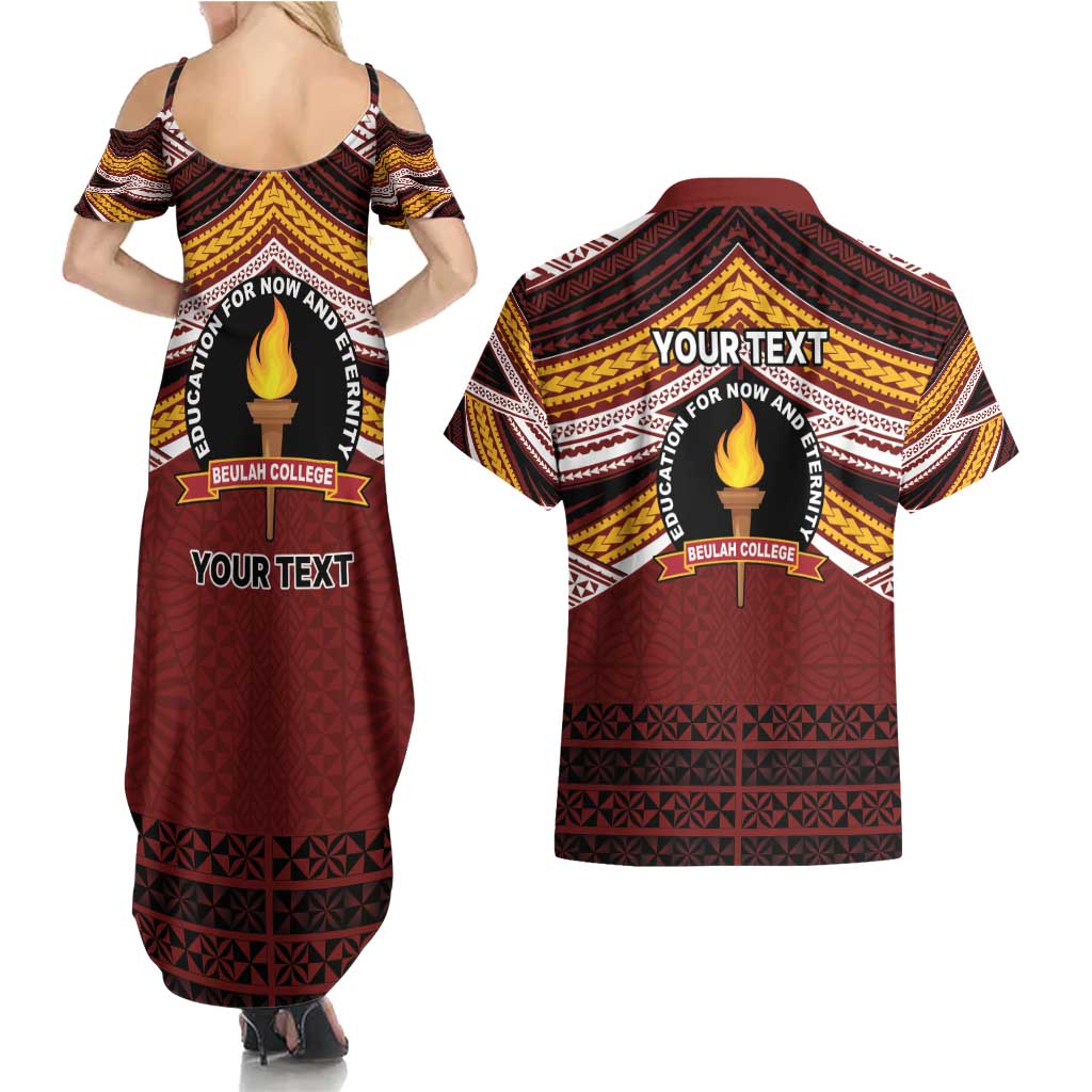 Personalised Tonga Beulah College Couples Matching Summer Maxi Dress and Hawaiian Shirt Polynesian Ngatu Tribal LT9 - Polynesian Pride