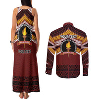Personalised Tonga Beulah College Couples Matching Tank Maxi Dress and Long Sleeve Button Shirt Polynesian Ngatu Tribal LT9 - Polynesian Pride