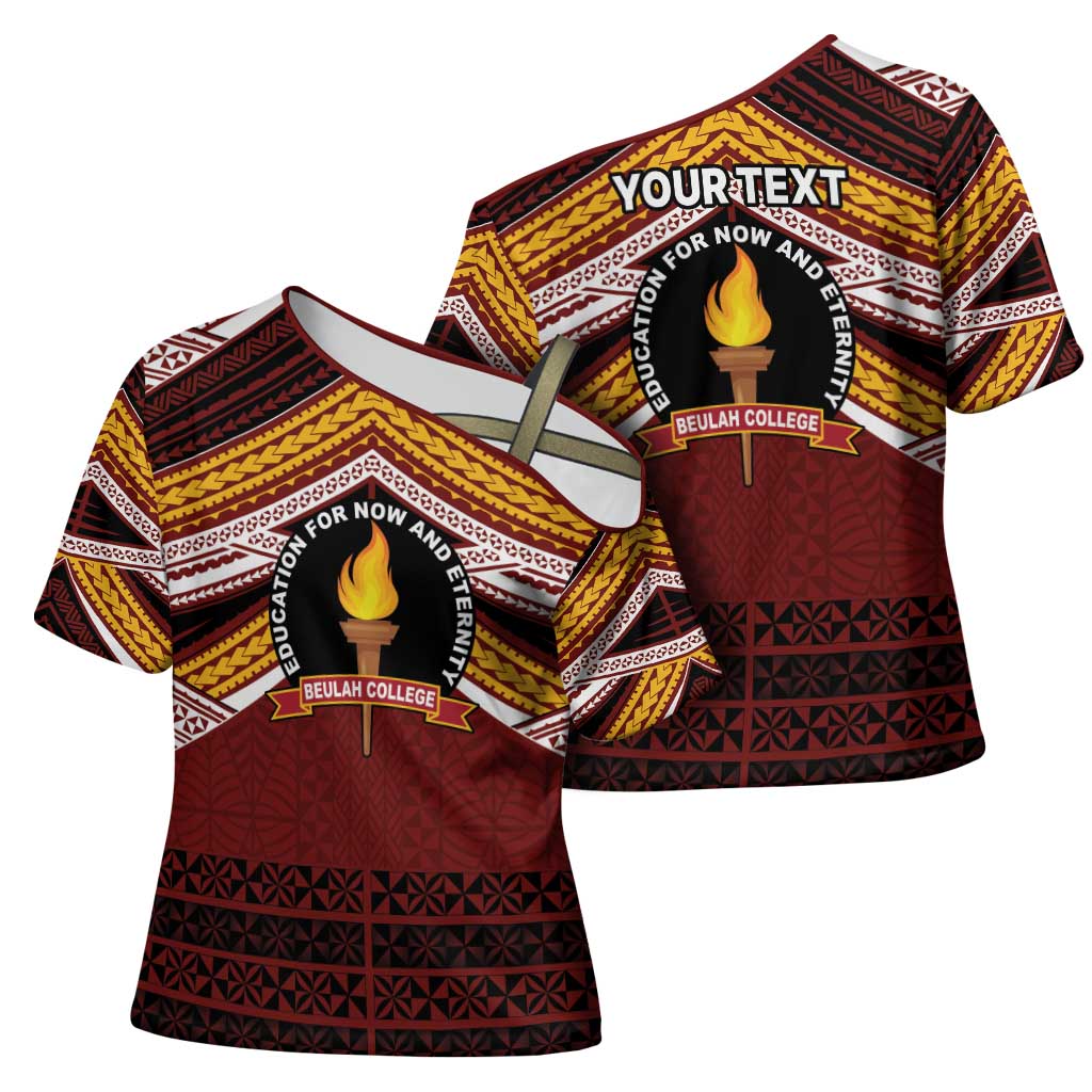 Personalised Tonga Beulah College Cross Shoulder Shirt Polynesian Ngatu Tribal LT9 - Polynesian Pride