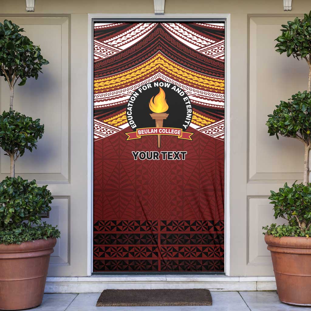 Personalised Tonga Beulah College Door Cover Polynesian Ngatu Tribal LT9 Red - Polynesian Pride
