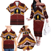 Personalised Tonga Beulah College Family Matching Off The Shoulder Long Sleeve Dress and Hawaiian Shirt Polynesian Ngatu Tribal