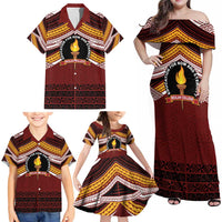 Personalised Tonga Beulah College Family Matching Off Shoulder Maxi Dress and Hawaiian Shirt Polynesian Ngatu Tribal