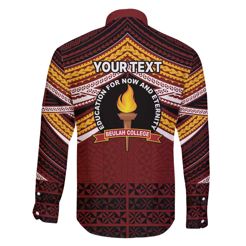 Personalised Tonga Beulah College Family Matching Off Shoulder Maxi Dress and Hawaiian Shirt Polynesian Ngatu Tribal