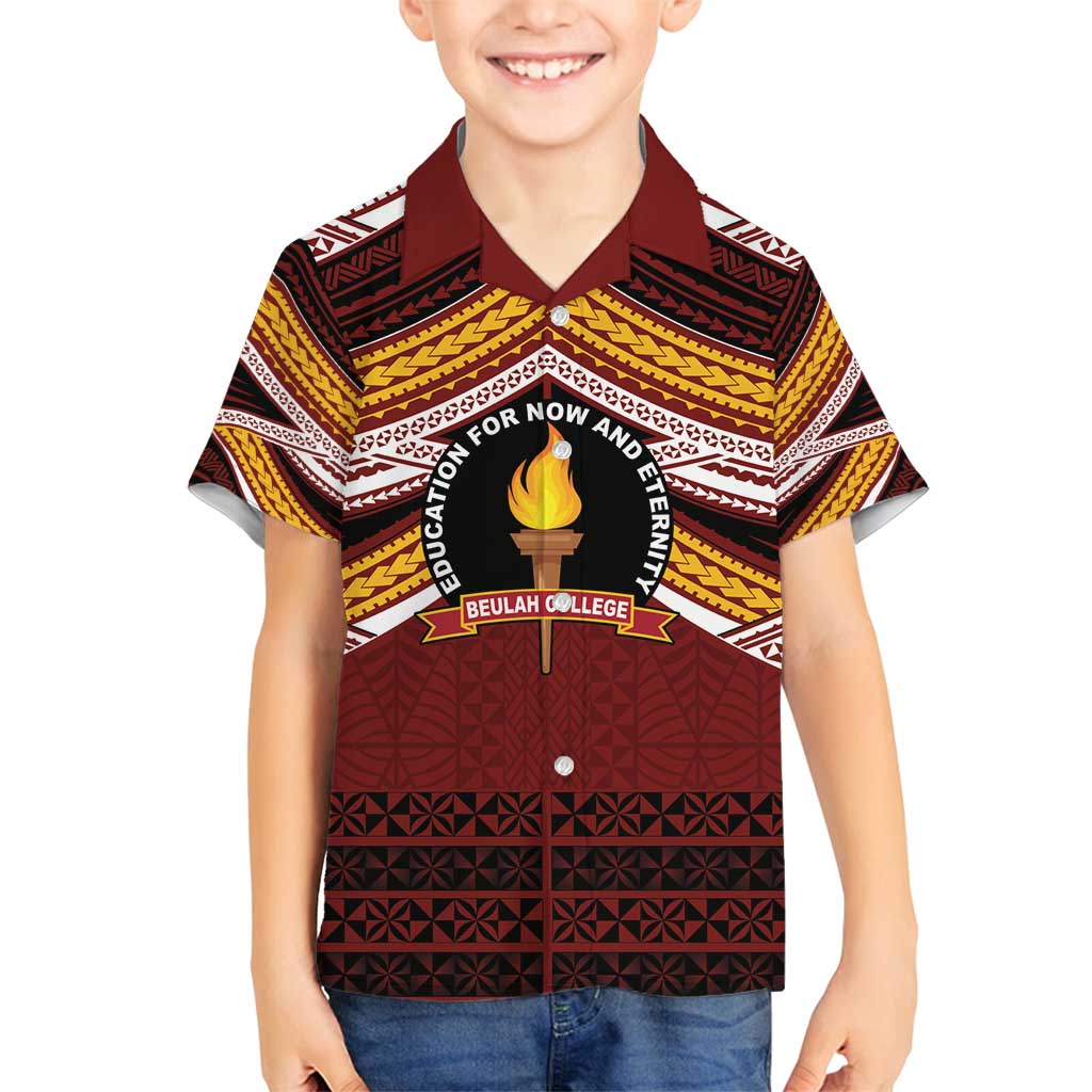 Personalised Tonga Beulah College Family Matching Tank Maxi Dress and Hawaiian Shirt Polynesian Ngatu Tribal