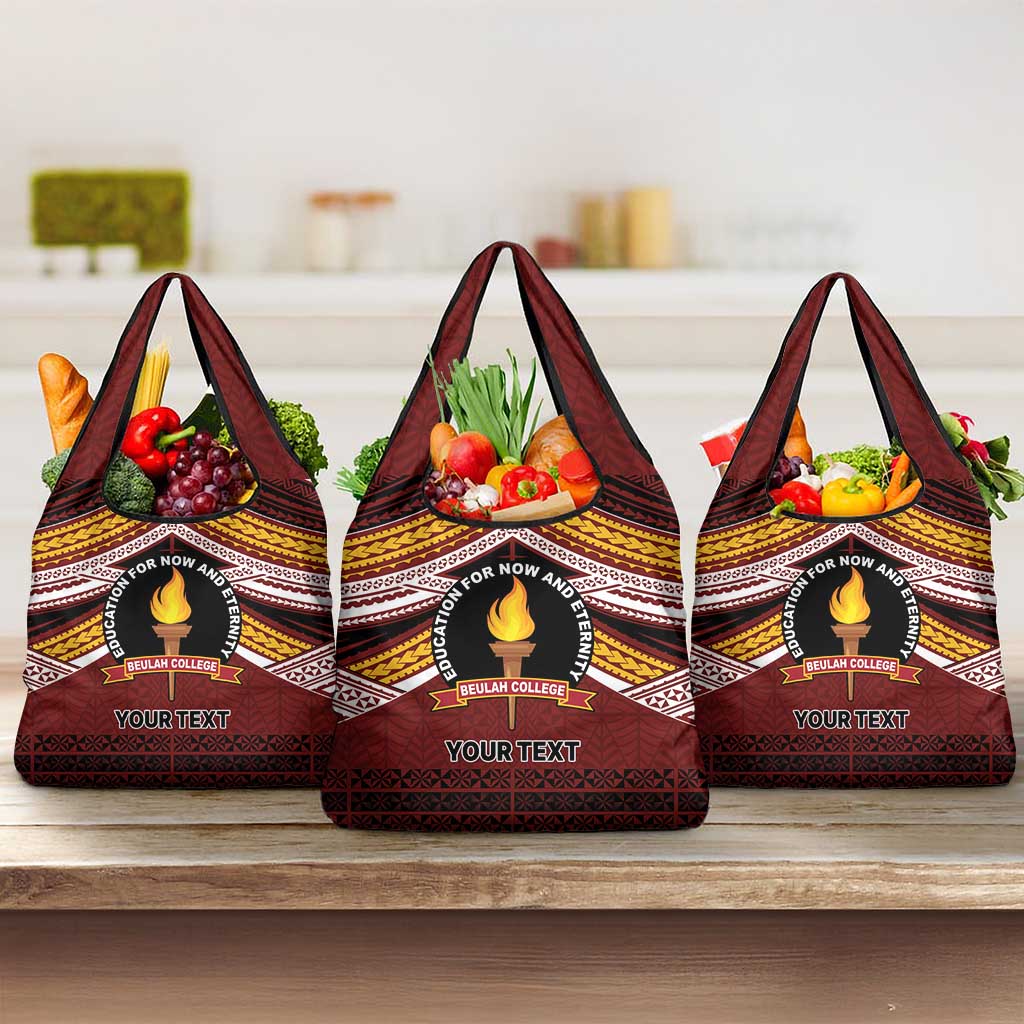Personalised Tonga Beulah College Grocery Bag Polynesian Ngatu Tribal LT9 3-pack One Size Red - Polynesian Pride
