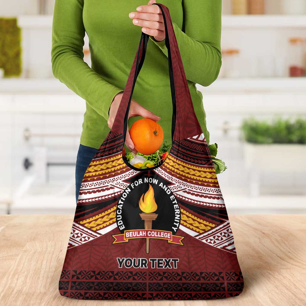Personalised Tonga Beulah College Grocery Bag Polynesian Ngatu Tribal LT9 - Polynesian Pride
