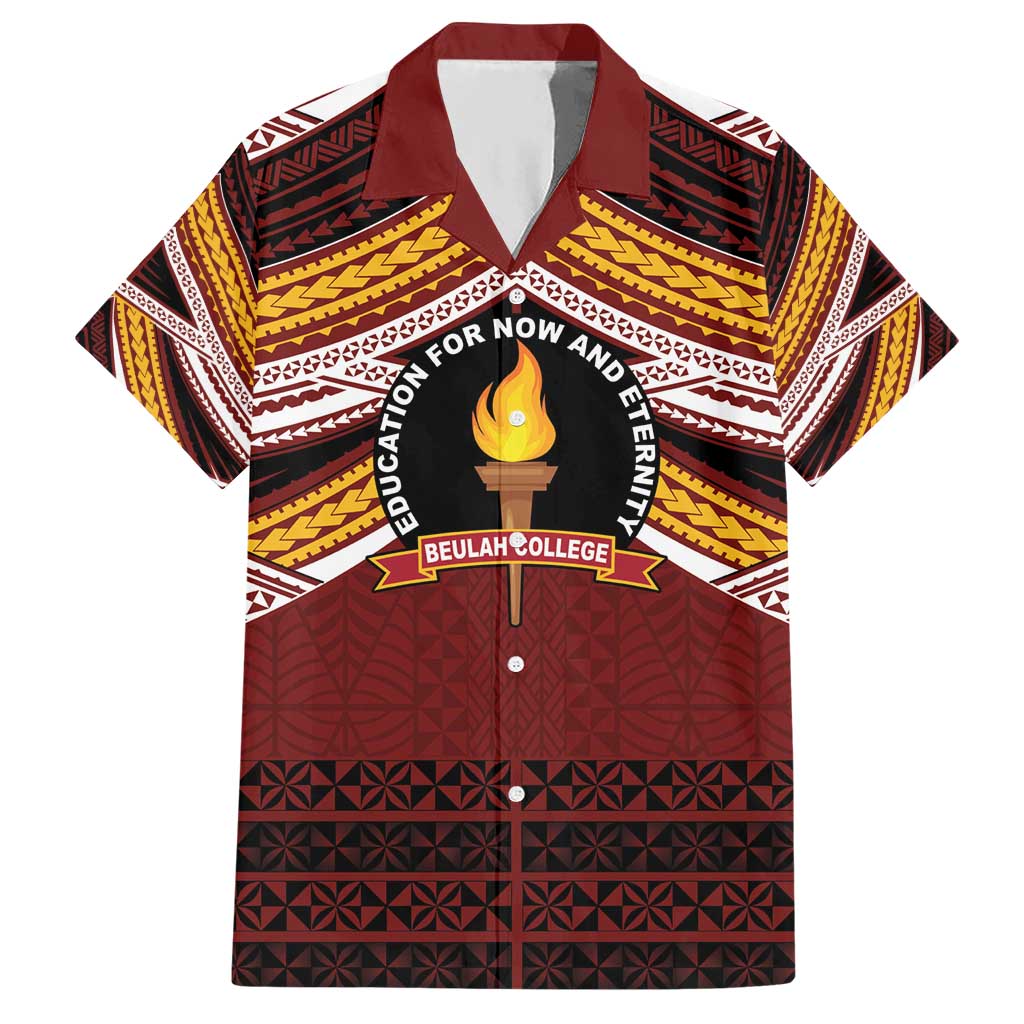 Personalised Tonga Beulah College Hawaiian Shirt Polynesian Ngatu Tribal LT9 Red - Polynesian Pride