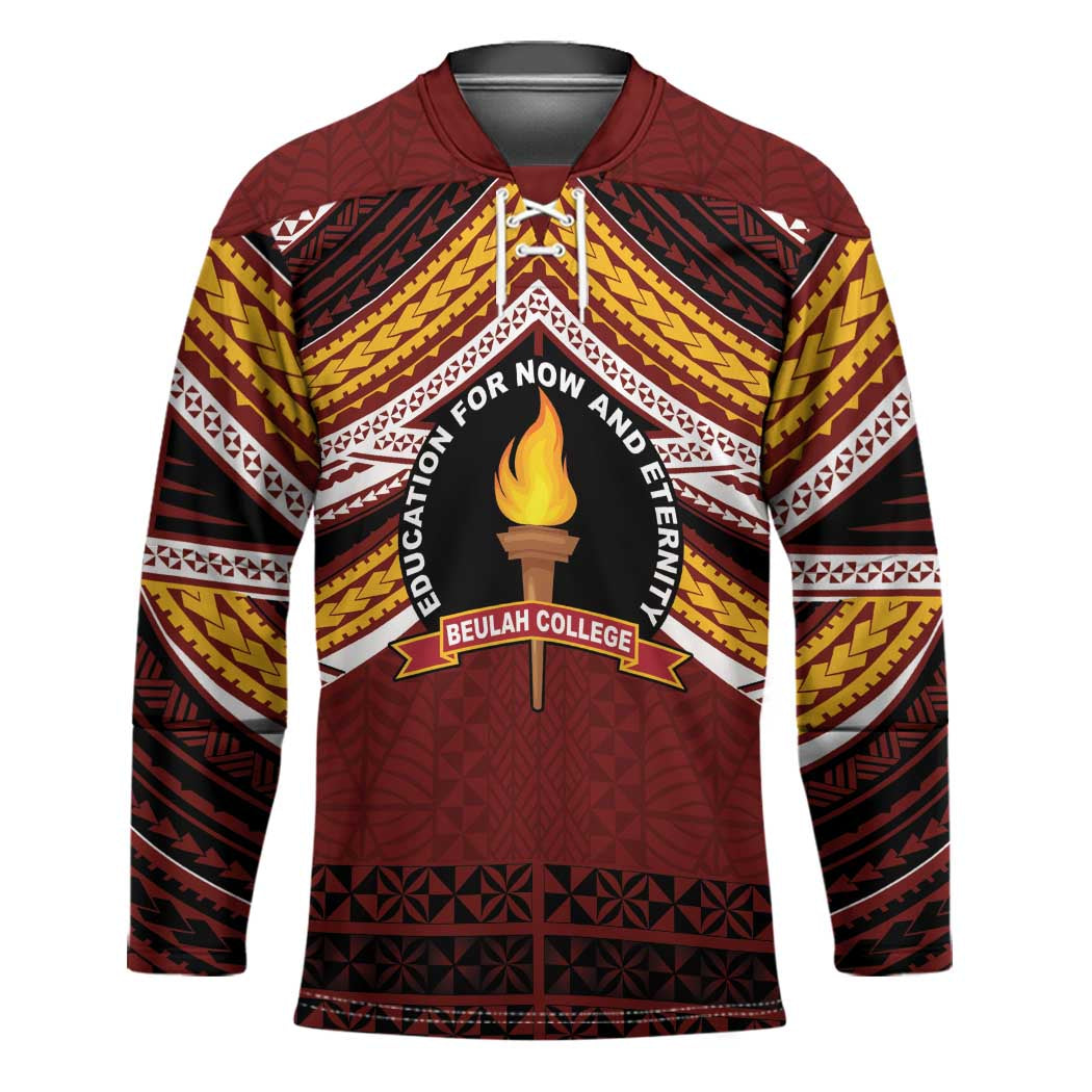 Personalised Tonga Beulah College Hockey Jersey Polynesian Ngatu Tribal LT9 Unisex Red - Polynesian Pride