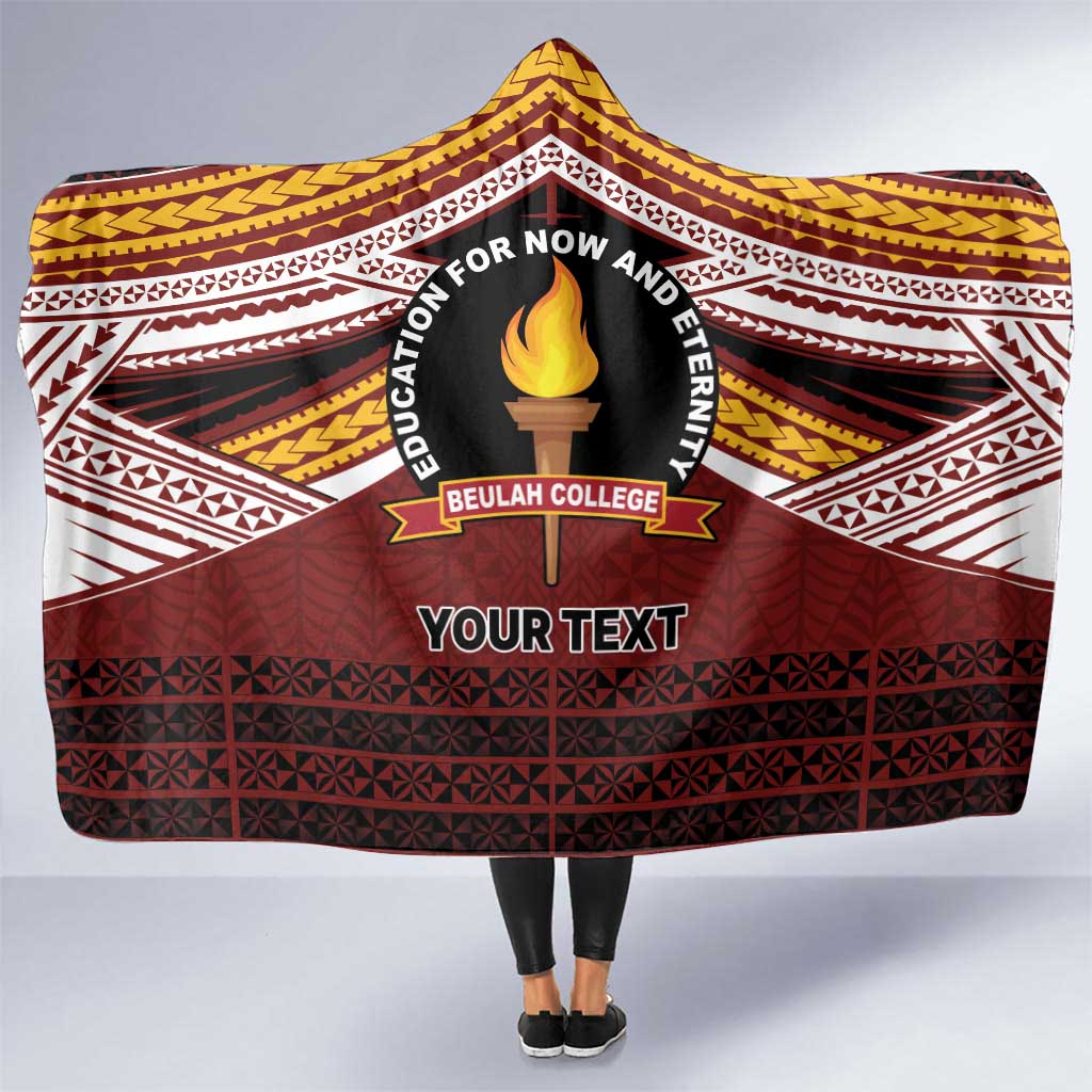 Personalised Tonga Beulah College Hooded Blanket Polynesian Ngatu Tribal LT9 One Size Red - Polynesian Pride