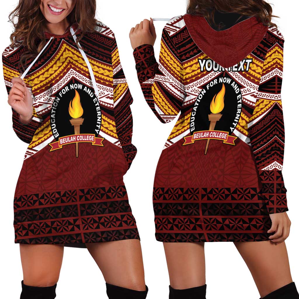 Personalised Tonga Beulah College Hoodie Dress Polynesian Ngatu Tribal