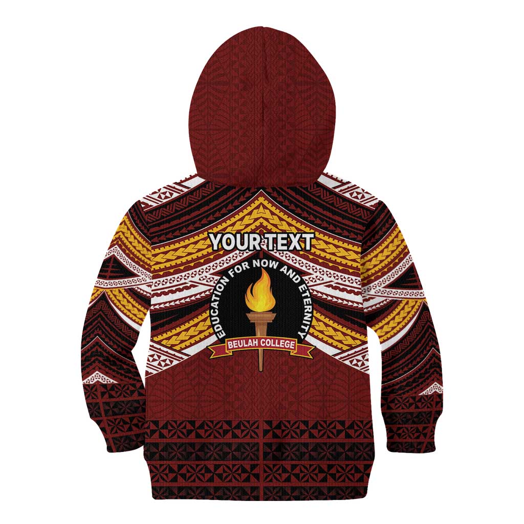 Personalised Tonga Beulah College Kid Hoodie Polynesian Ngatu Tribal