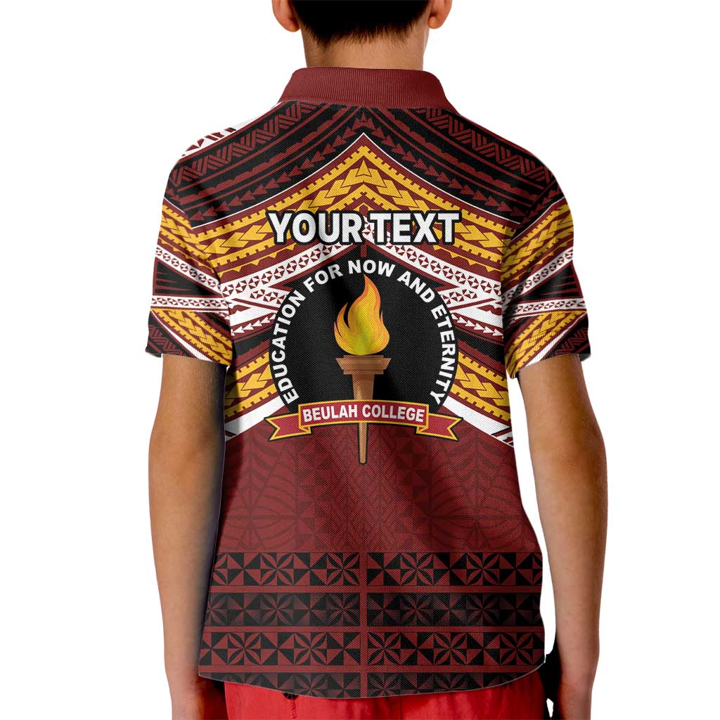 Personalised Tonga Beulah College Kid Polo Shirt Polynesian Ngatu Tribal