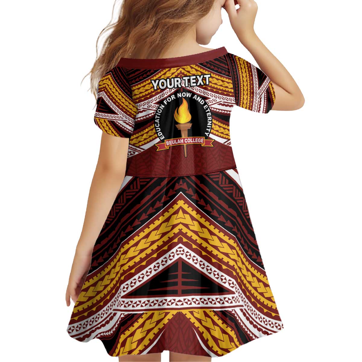 Personalised Tonga Beulah College Kid Short Sleeve Dress Polynesian Ngatu Tribal LT9 - Polynesian Pride