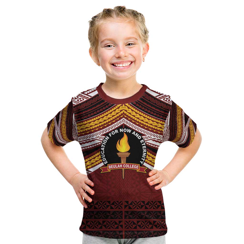 Personalised Tonga Beulah College Kid T Shirt Polynesian Ngatu Tribal