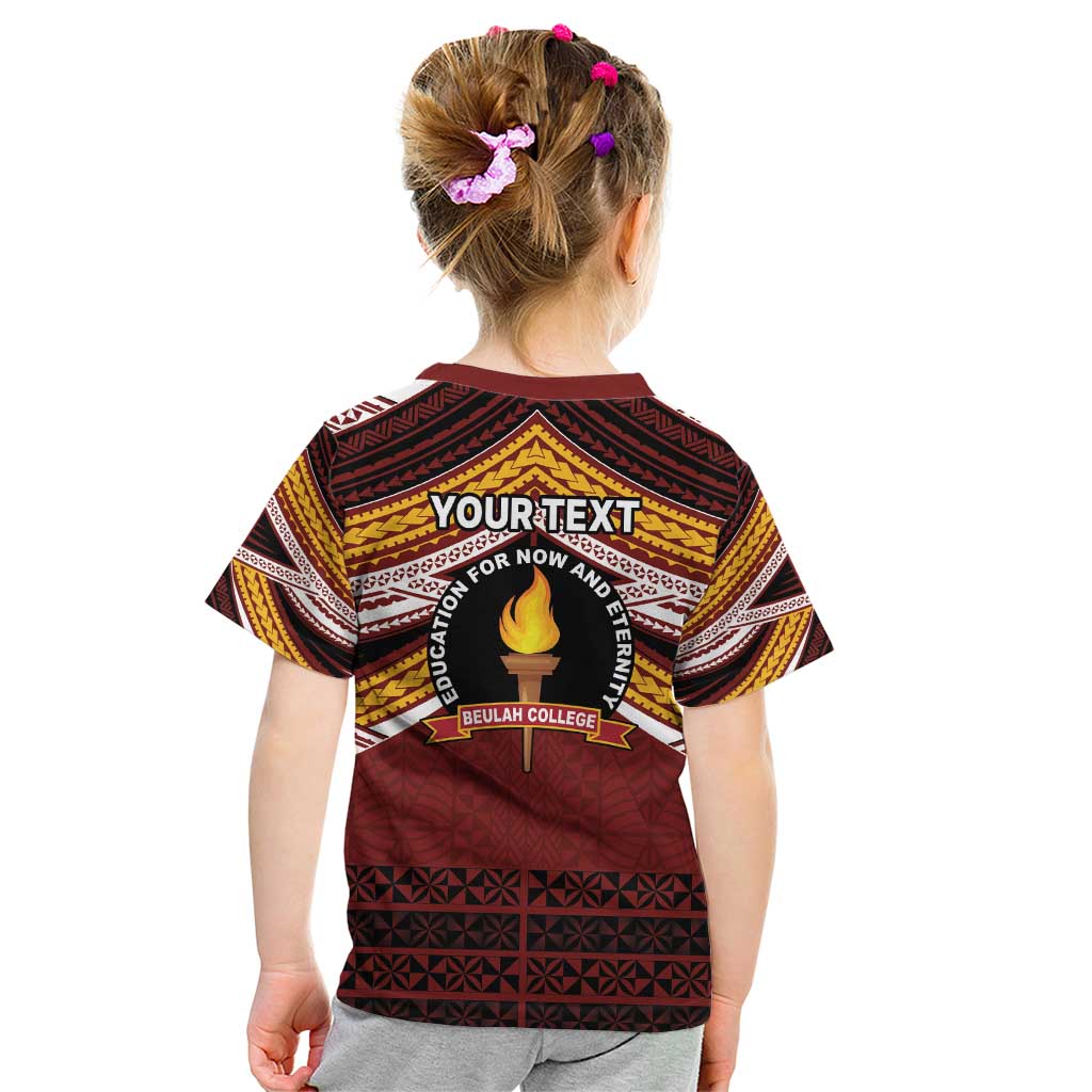 Personalised Tonga Beulah College Kid T Shirt Polynesian Ngatu Tribal