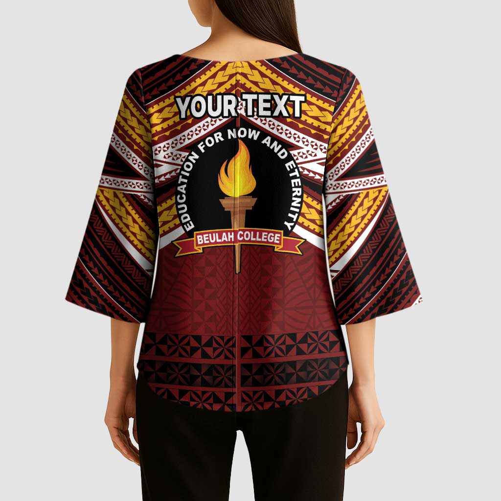 Personalised Tonga Beulah College Kimono Sleeve Blouse Polynesian Ngatu Tribal LT9 - Polynesian Pride