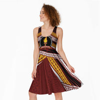 Personalised Tonga Beulah College Midi Dress Polynesian Ngatu Tribal - Polynesian Pride