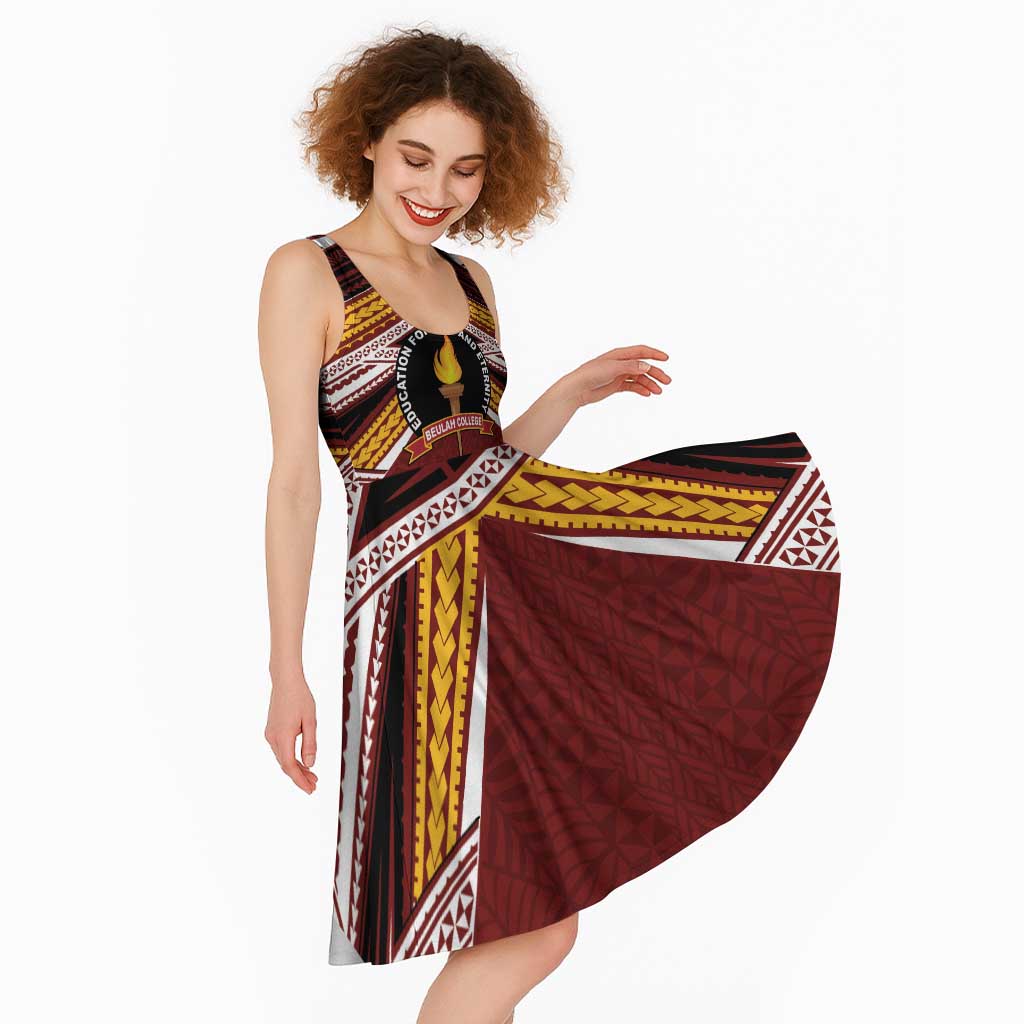 Personalised Tonga Beulah College Midi Dress Polynesian Ngatu Tribal - Polynesian Pride