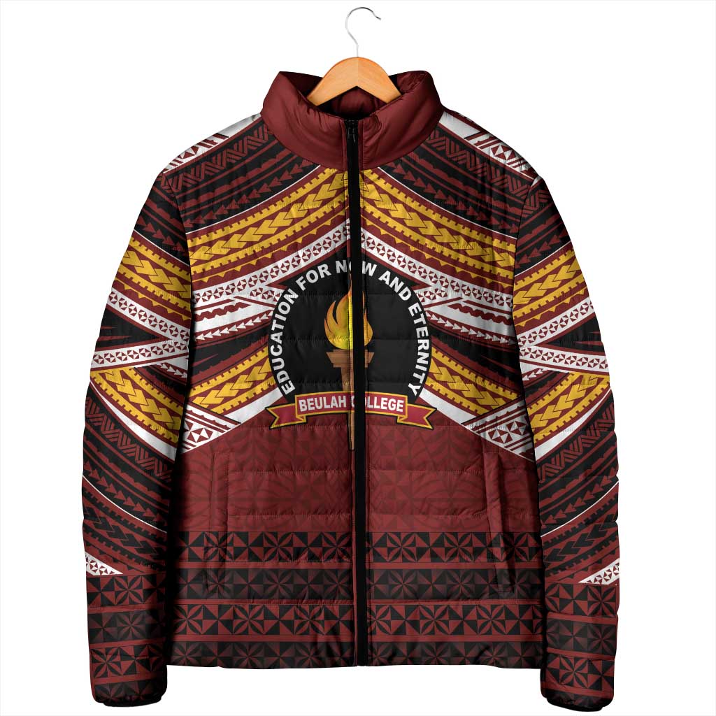Personalised Tonga Beulah College Padded Jacket Polynesian Ngatu Tribal LT9 - Polynesian Pride