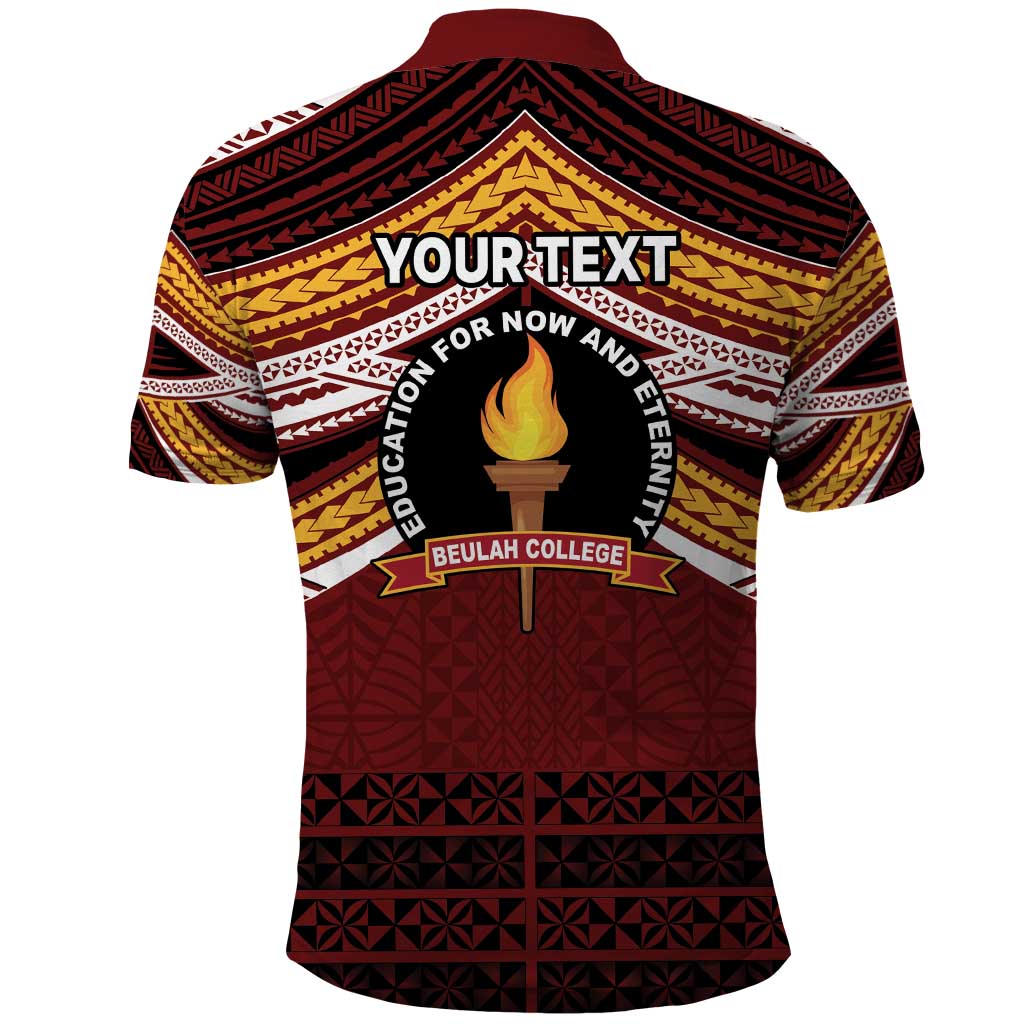 Personalised Tonga Beulah College Polo Shirt Polynesian Ngatu Tribal