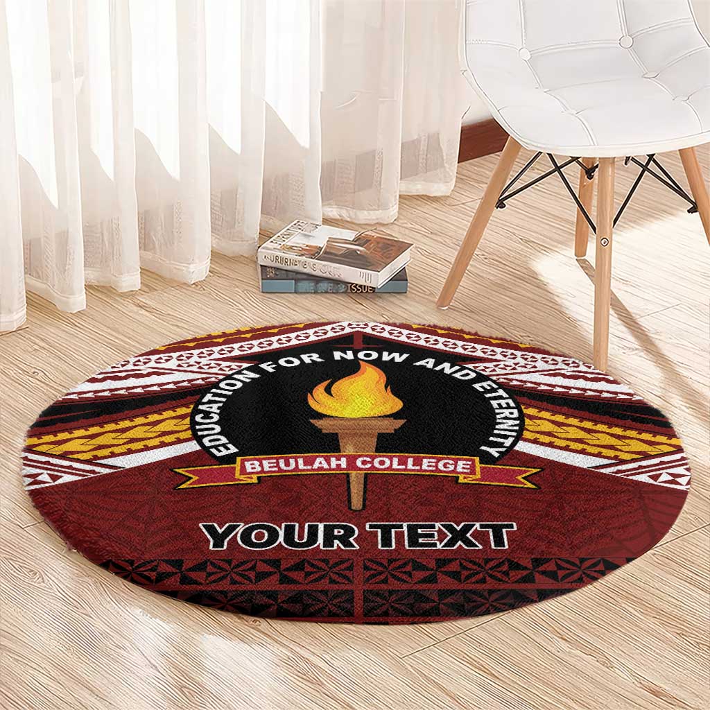 Personalised Tonga Beulah College Round Carpet Polynesian Ngatu Tribal