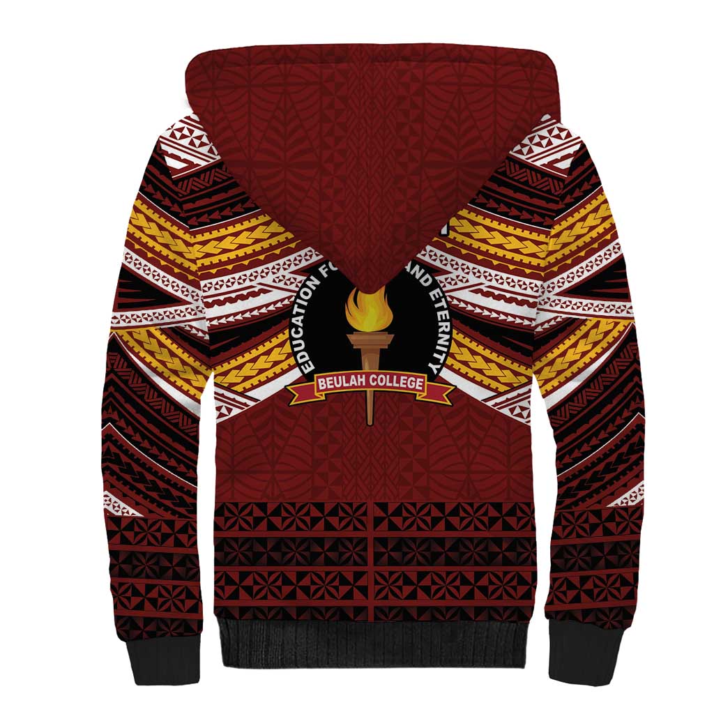 Personalised Tonga Beulah College Sherpa Hoodie Polynesian Ngatu Tribal LT9 - Polynesian Pride