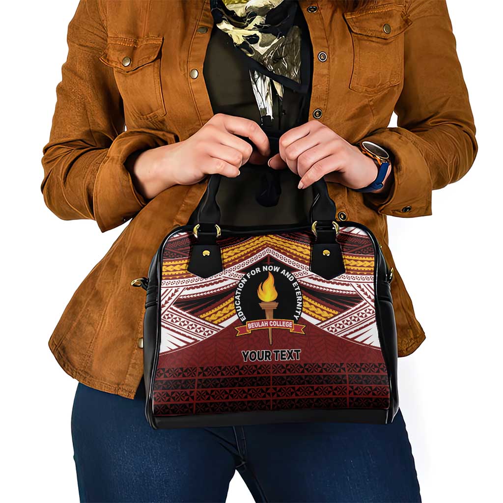 Personalised Tonga Beulah College Shoulder Handbag Polynesian Ngatu Tribal