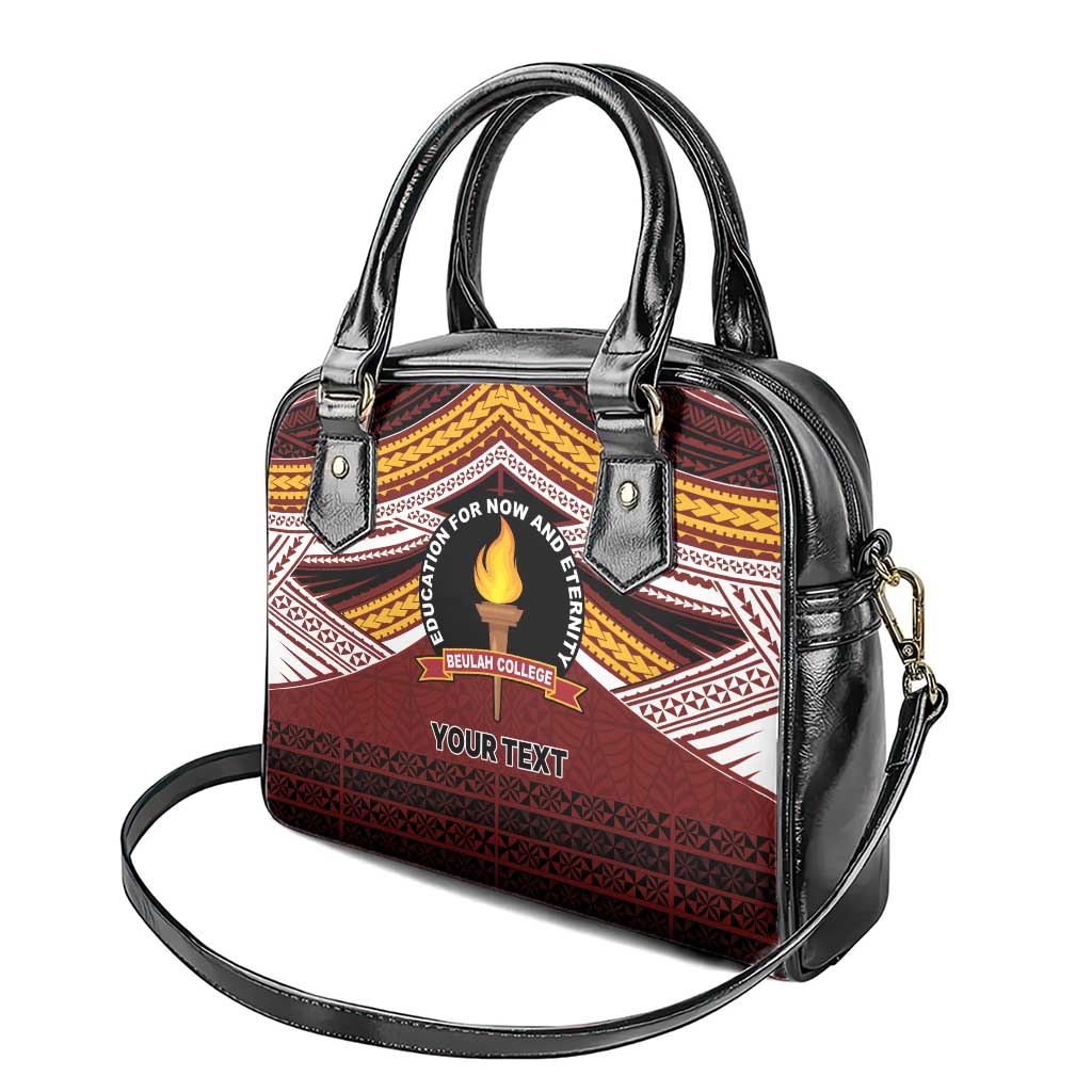 Personalised Tonga Beulah College Shoulder Handbag Polynesian Ngatu Tribal