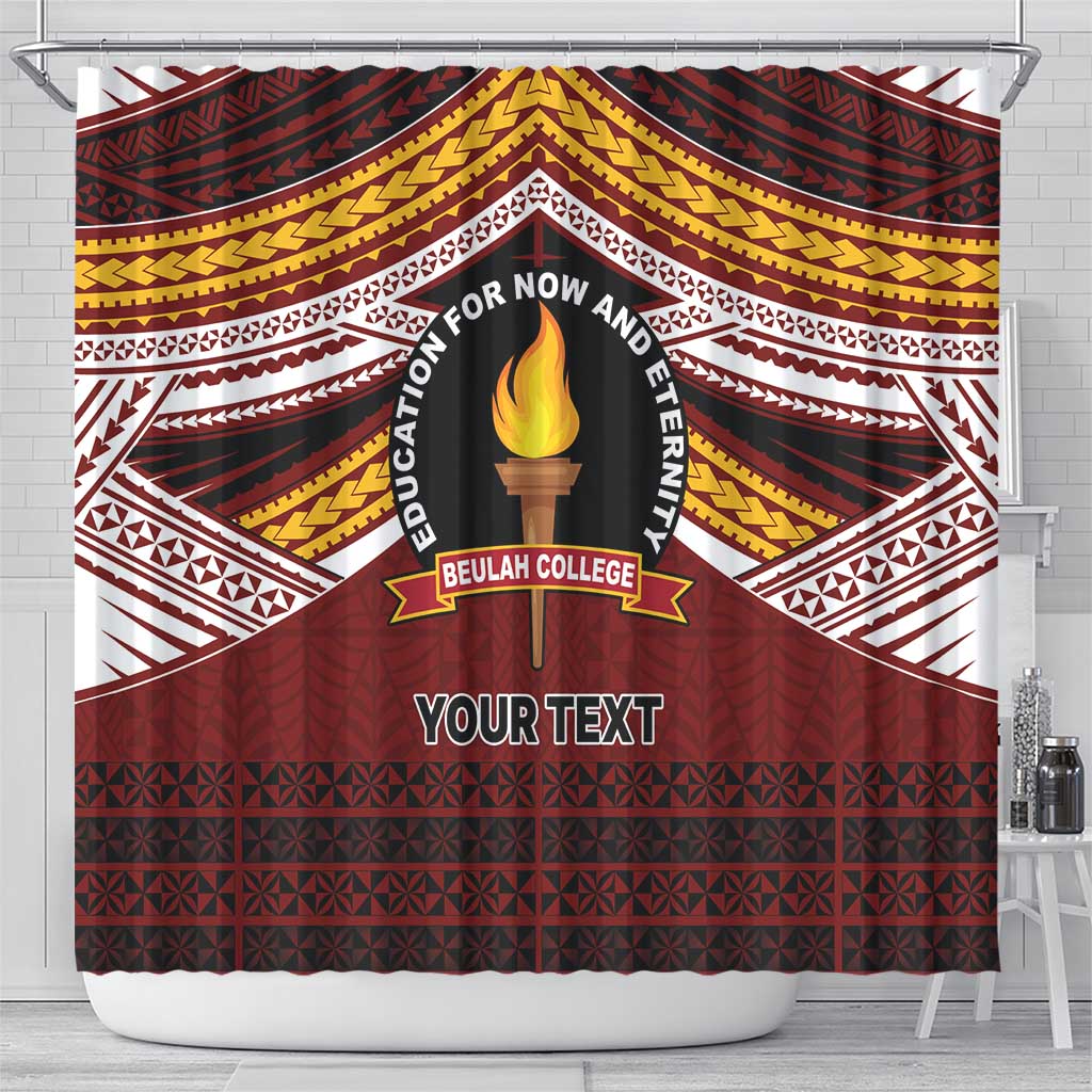 Personalised Tonga Beulah College Shower Curtain Polynesian Ngatu Tribal
