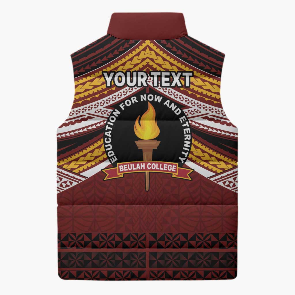 Personalised Tonga Beulah College Sleeveless Puffer Jacket Polynesian Ngatu Tribal LT9 - Polynesian Pride