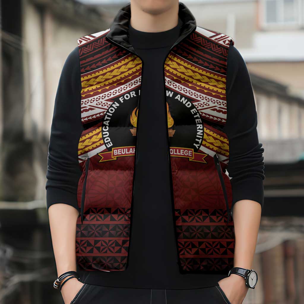 Personalised Tonga Beulah College Sleeveless Puffer Jacket Polynesian Ngatu Tribal LT9 - Polynesian Pride