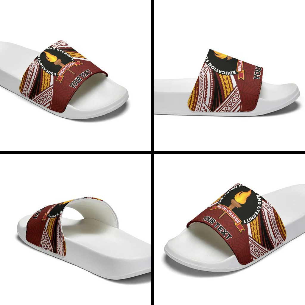 Personalised Tonga Beulah College Slide Sandals Polynesian Ngatu Tribal - Polynesian Pride