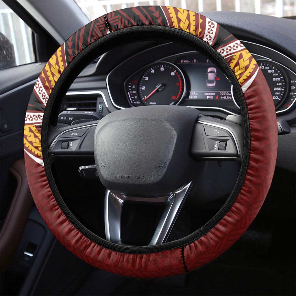 Tonga Beulah College Steering Wheel Cover Polynesian Ngatu Tribal LT9 - Polynesian Pride