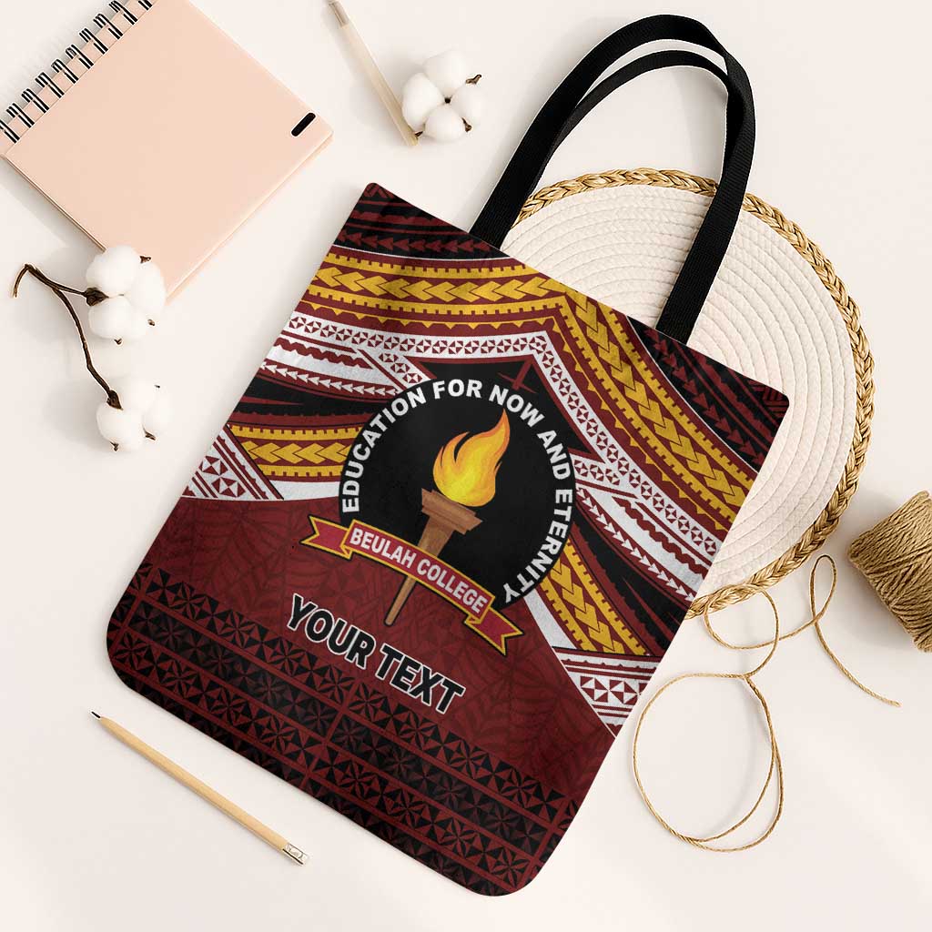 Personalised Tonga Beulah College Tote Bag Polynesian Ngatu Tribal - Polynesian Pride