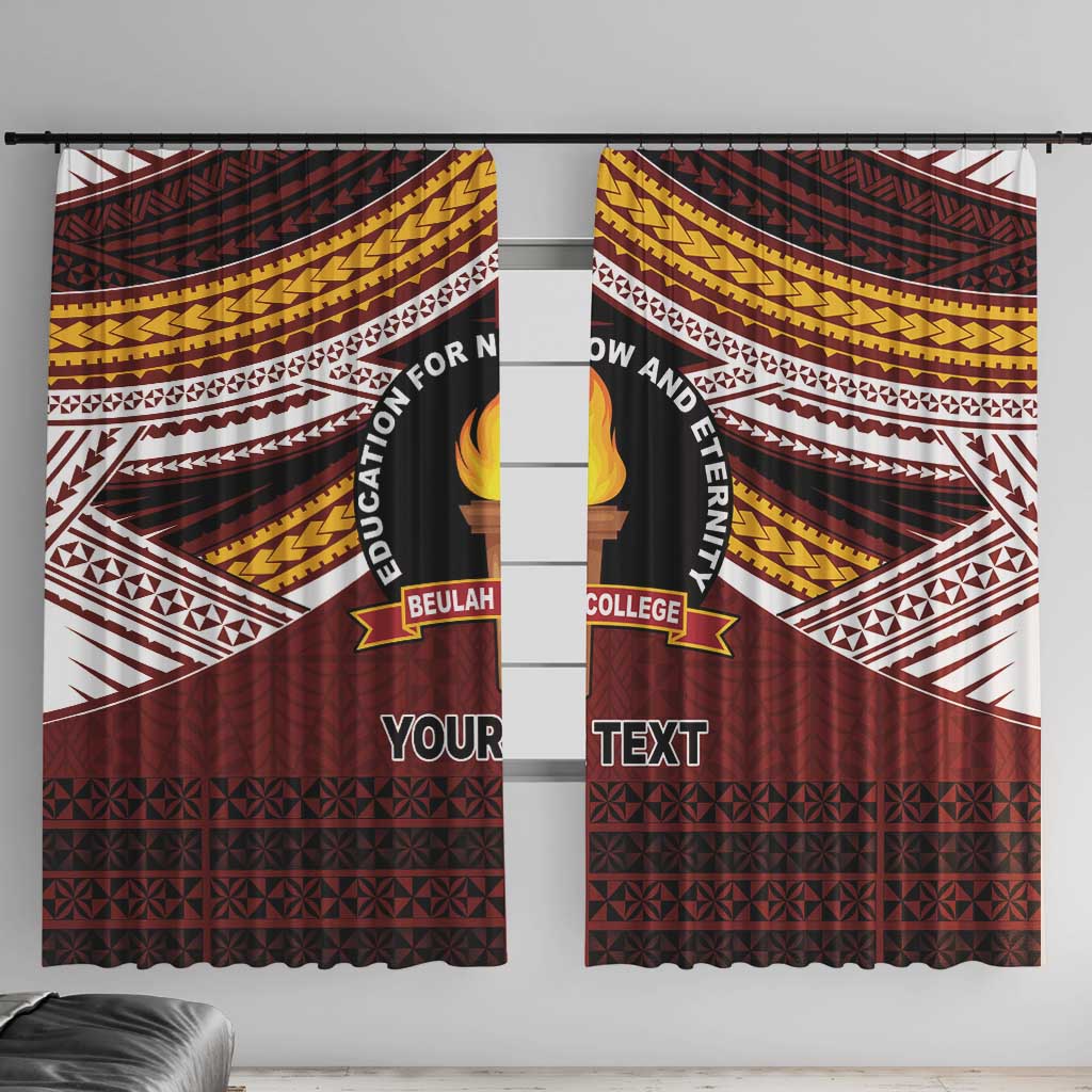 Personalised Tonga Beulah College Window Curtain Polynesian Ngatu Tribal LT9 With Hooks Red - Polynesian Pride
