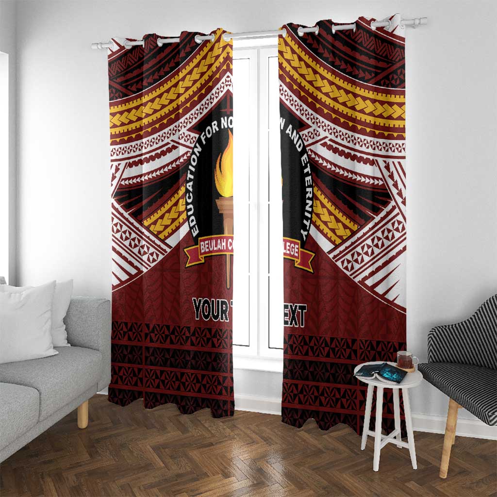 Personalised Tonga Beulah College Window Curtain Polynesian Ngatu Tribal LT9 With Grommets Red - Polynesian Pride