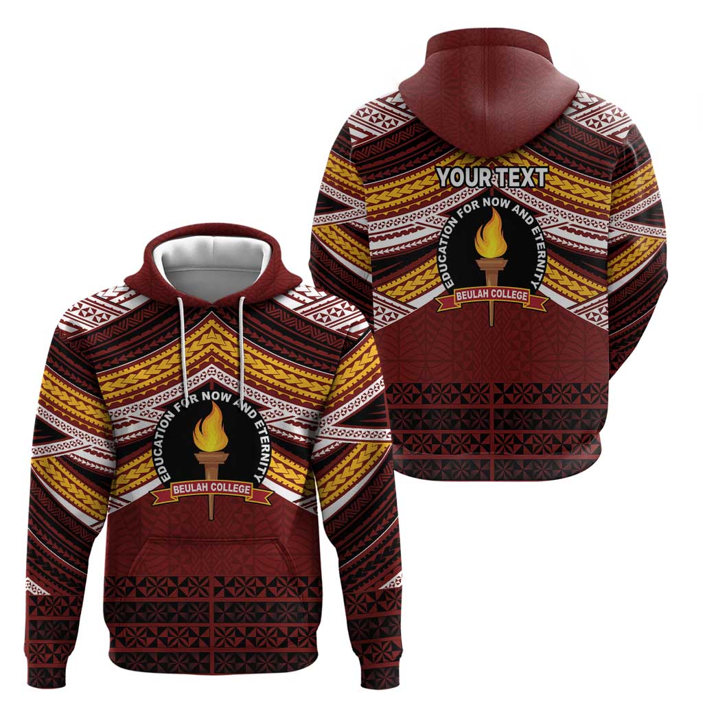 Personalised Tonga Beulah College Zip Hoodie Polynesian Ngatu Tribal
