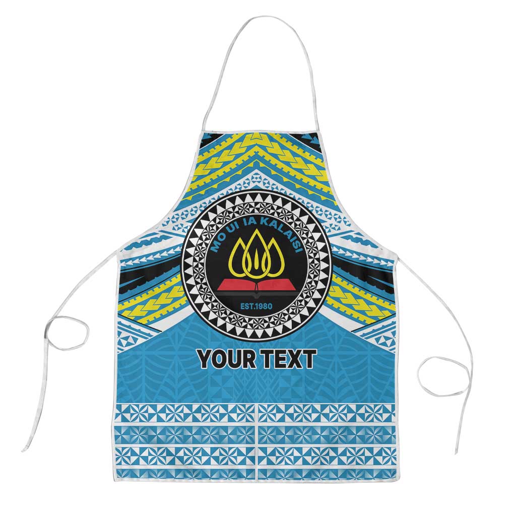 Personalised Tonga Lavengamalie College Apron Polynesian Ngatu Tribal LT9 Blue - Polynesian Pride