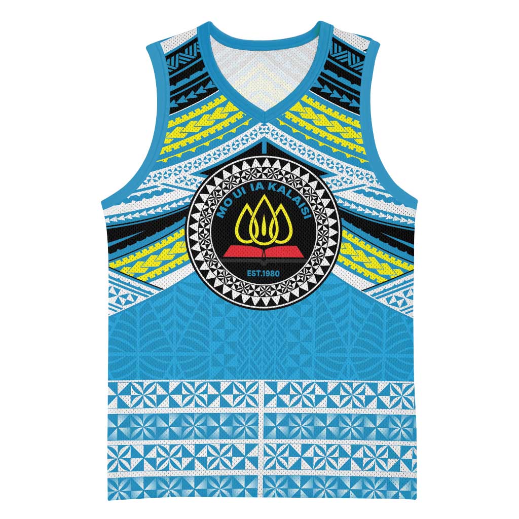 Personalised Tonga Lavengamalie College Basketball Jersey Polynesian Ngatu Tribal LT9 Unisex Blue - Polynesian Pride
