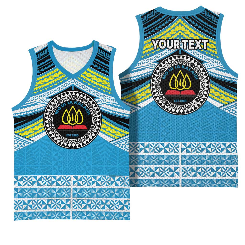 Personalised Tonga Lavengamalie College Basketball Jersey Polynesian Ngatu Tribal LT9 - Polynesian Pride