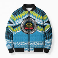 Personalised Tonga Lavengamalie College Bomber Puffer Jacket Polynesian Ngatu Tribal LT9 Unisex Blue - Polynesian Pride