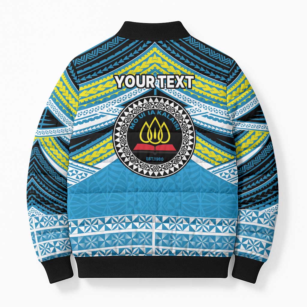Personalised Tonga Lavengamalie College Bomber Puffer Jacket Polynesian Ngatu Tribal LT9 - Polynesian Pride