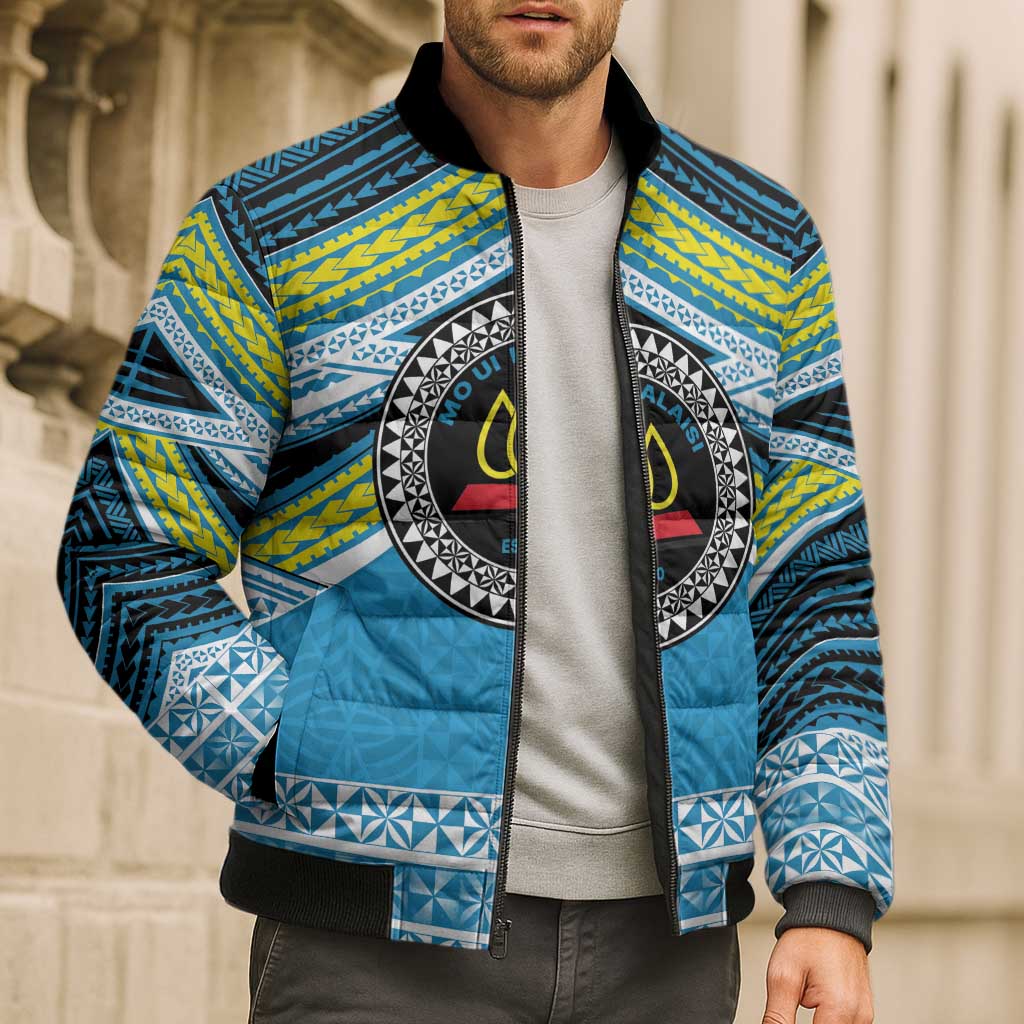 Personalised Tonga Lavengamalie College Bomber Puffer Jacket Polynesian Ngatu Tribal LT9 - Polynesian Pride