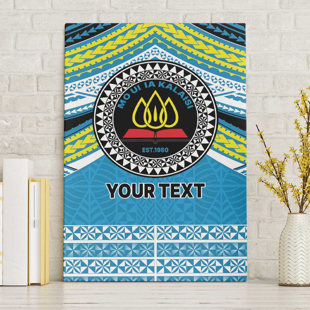 Personalised Tonga Lavengamalie College Canvas Wall Art Polynesian Ngatu Tribal LT9 Without Frame Blue - Polynesian Pride
