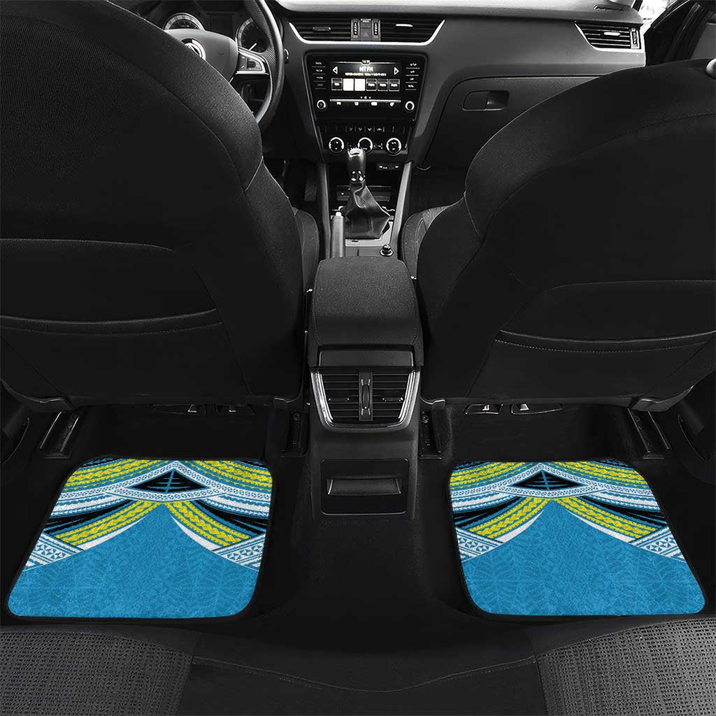 Personalised Tonga Lavengamalie College Car Mats Polynesian Ngatu Tribal LT9 Set 2pcs - Back Blue - Polynesian Pride