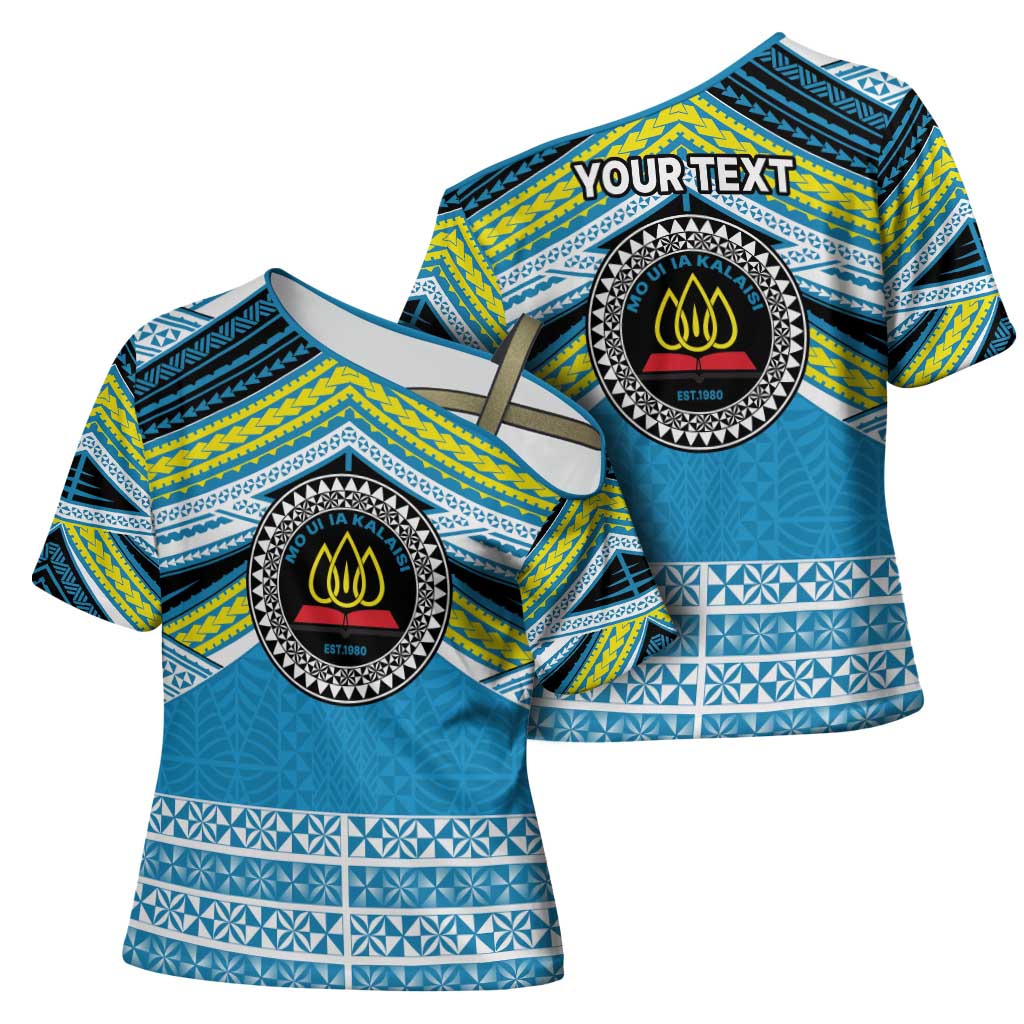 Personalised Tonga Lavengamalie College Cross Shoulder Shirt Polynesian Ngatu Tribal LT9 - Polynesian Pride