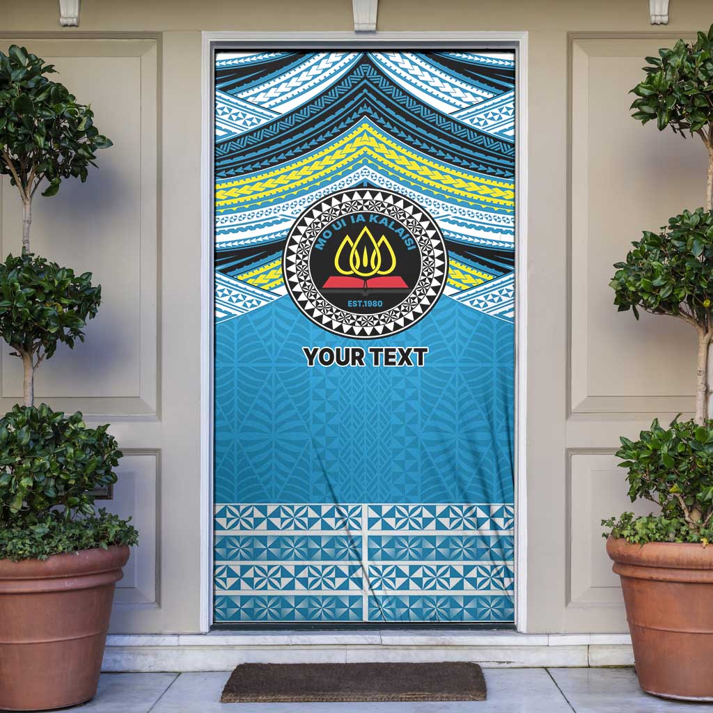 Personalised Tonga Lavengamalie College Door Cover Polynesian Ngatu Tribal LT9 Blue - Polynesian Pride