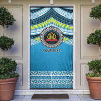 Personalised Tonga Lavengamalie College Door Cover Polynesian Ngatu Tribal LT9 Blue - Polynesian Pride