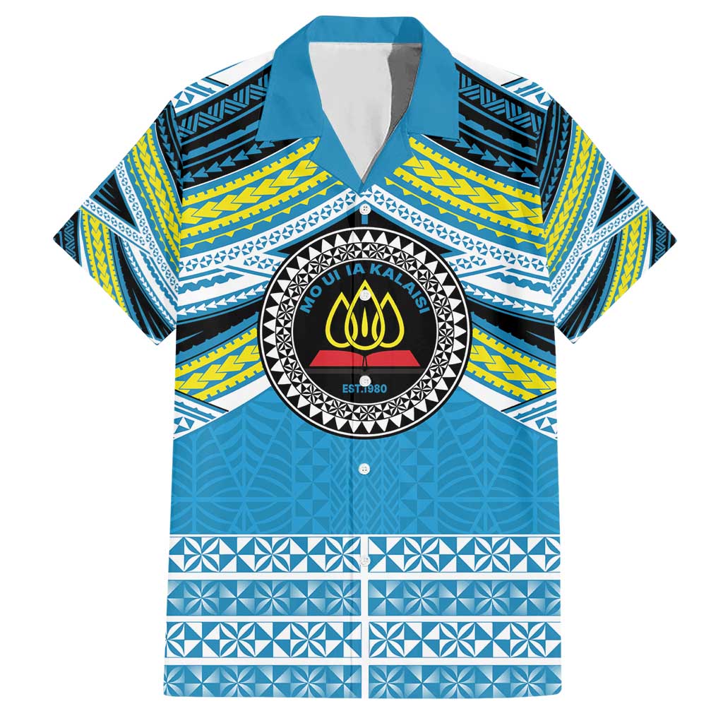 Personalised Tonga Lavengamalie College Hawaiian Shirt Polynesian Ngatu Tribal LT9 Blue - Polynesian Pride